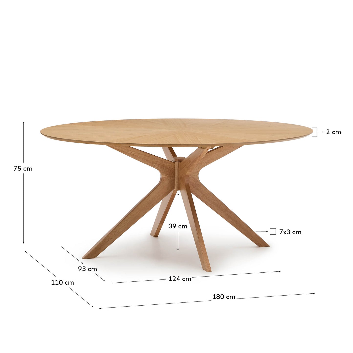 Tavolo Naanim in impiallacciatura di rovere 180 x 110 cm