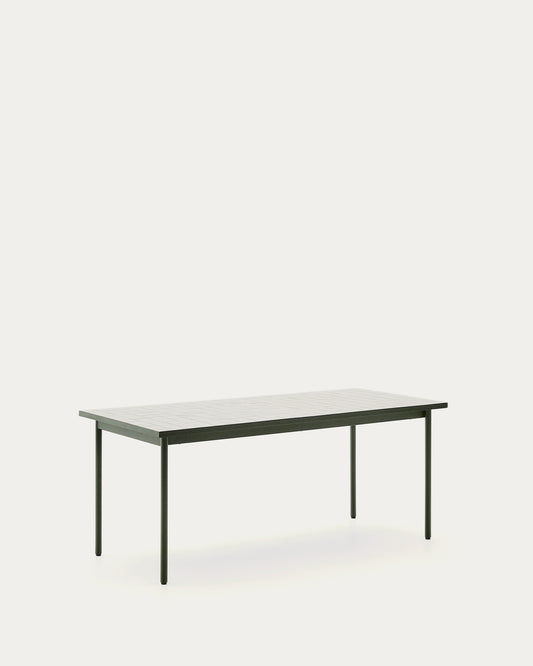 Tavolo da esterno Maurina in acciaio zincato verde e piastrelle color écru 182 x 91 cm