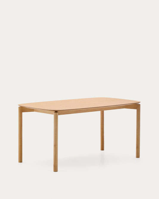 Tavolo Indara in impiallacciato di frassino e legno massello di hevea con finitura naturale 160 x 90 cm