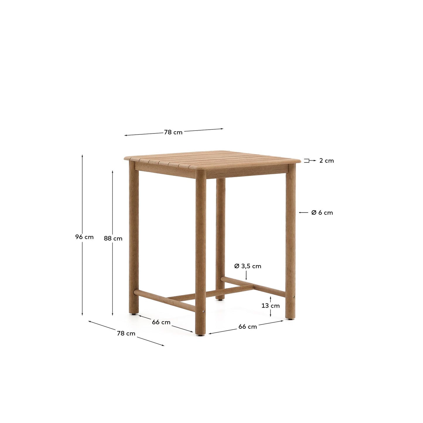Tavolo sori in legno massiccio di acacia 78 x 78 cm