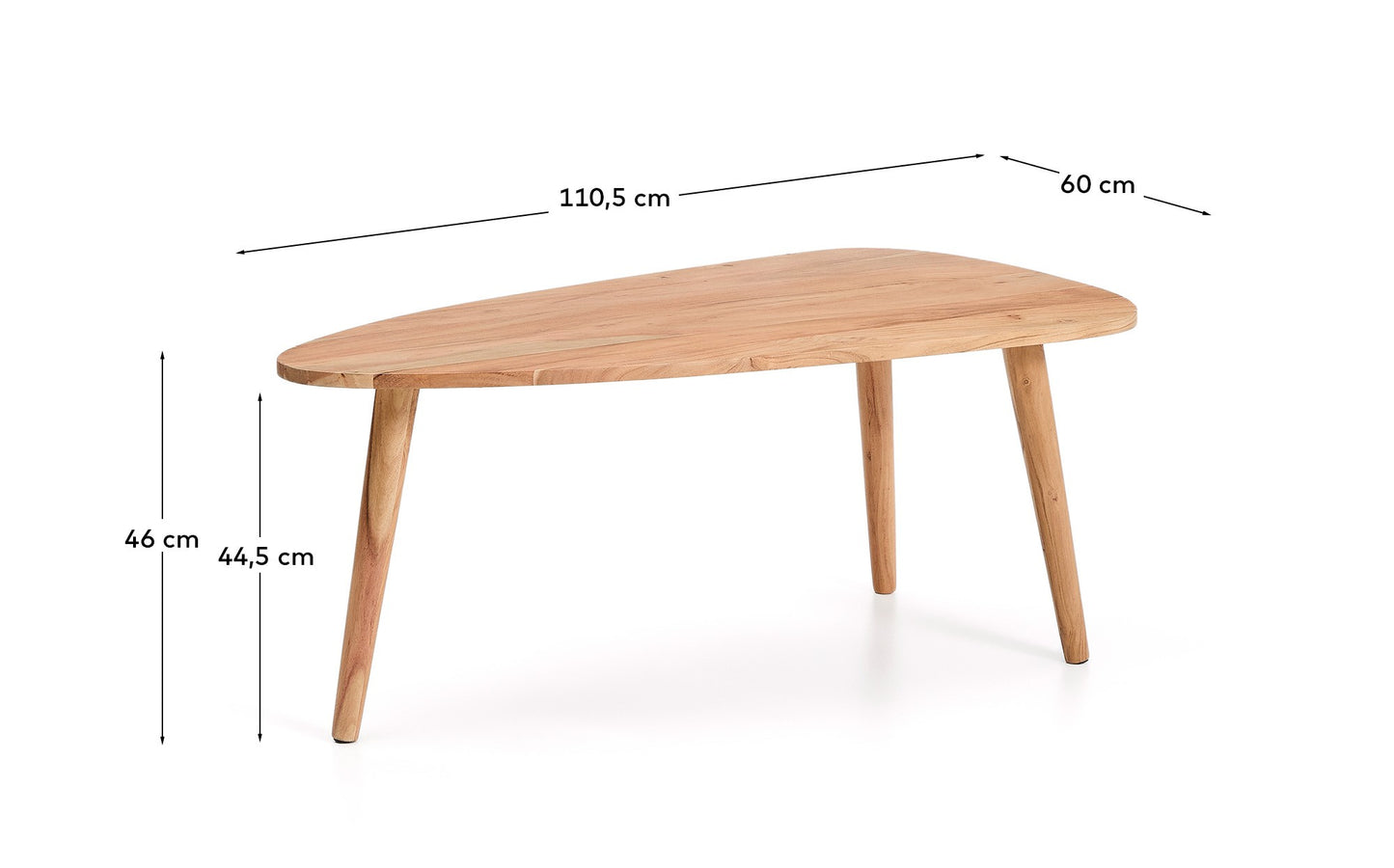 Tavolino da salotto Duvani in legno massiccio di acacia con finitura sbiancata Ø110 x 60 cm