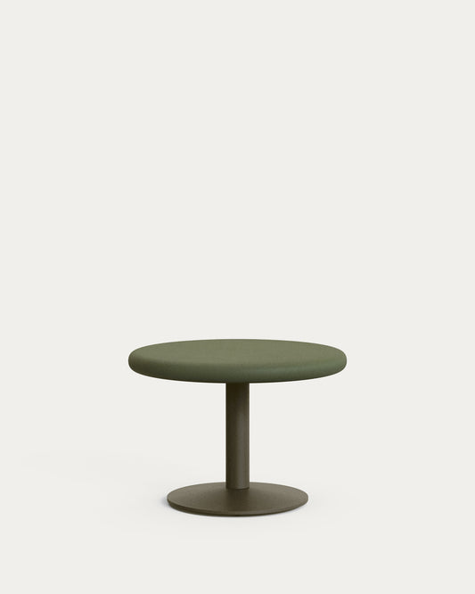 Tavolo rotondo da esterno Esilda con piano in cemento verde Ø 70 cm e piede in acciaio verde Ø 42 x 45 cm