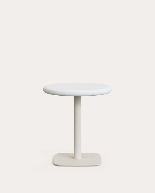 Tavolo rotondo da esterno Dina con piano in cemento bianco Ø 70 cm e piede in acciaio bianco 48x48x72 cm