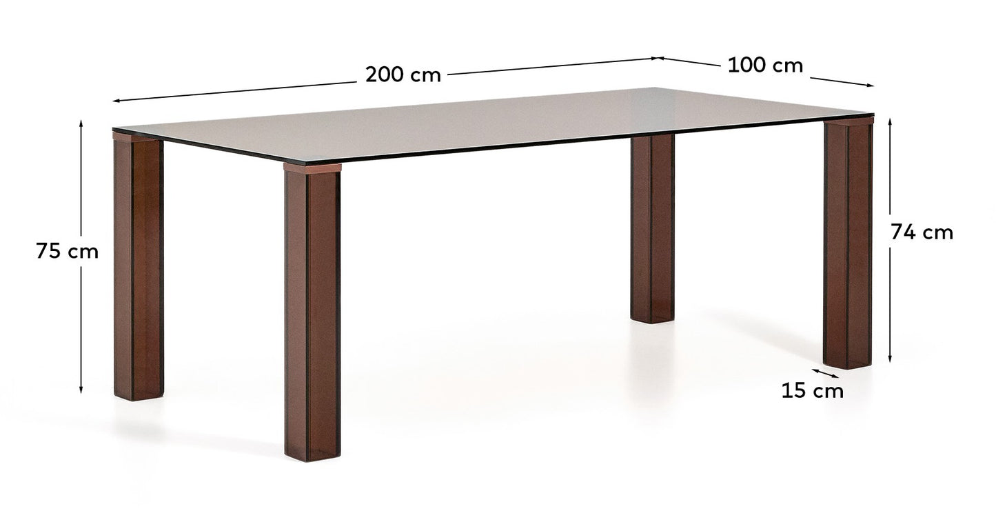 Tavolo Adularia in vetro temperato marrone 200 x 100 cm