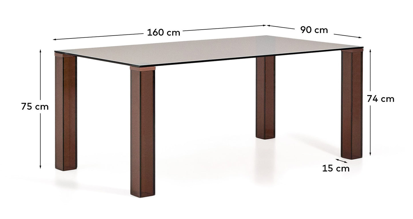 Tavolo Adularia in vetro temperato marrone 160 x 90 cm
