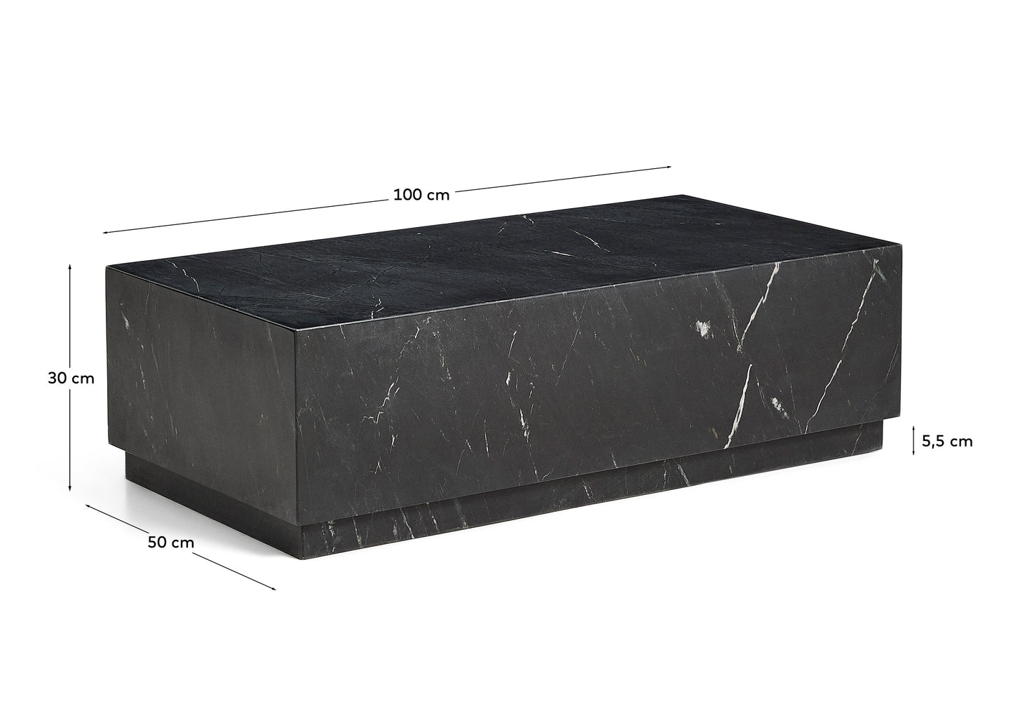 Tavolino da salotto Sorein in marmo nero 100 x 50 cm