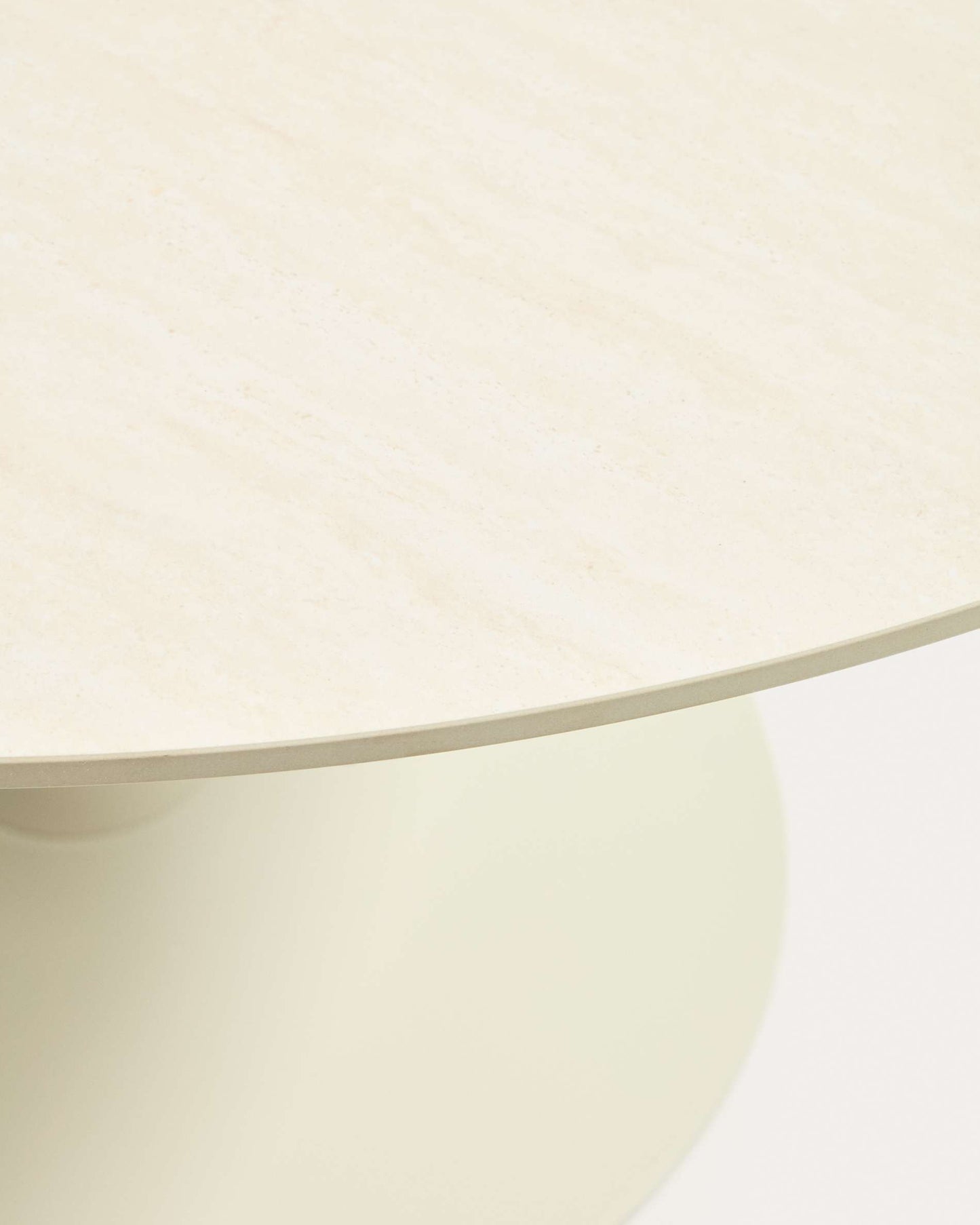 Tavolo rotondo Vedira in ceramica écru e acciaio beige Ø 120 cm