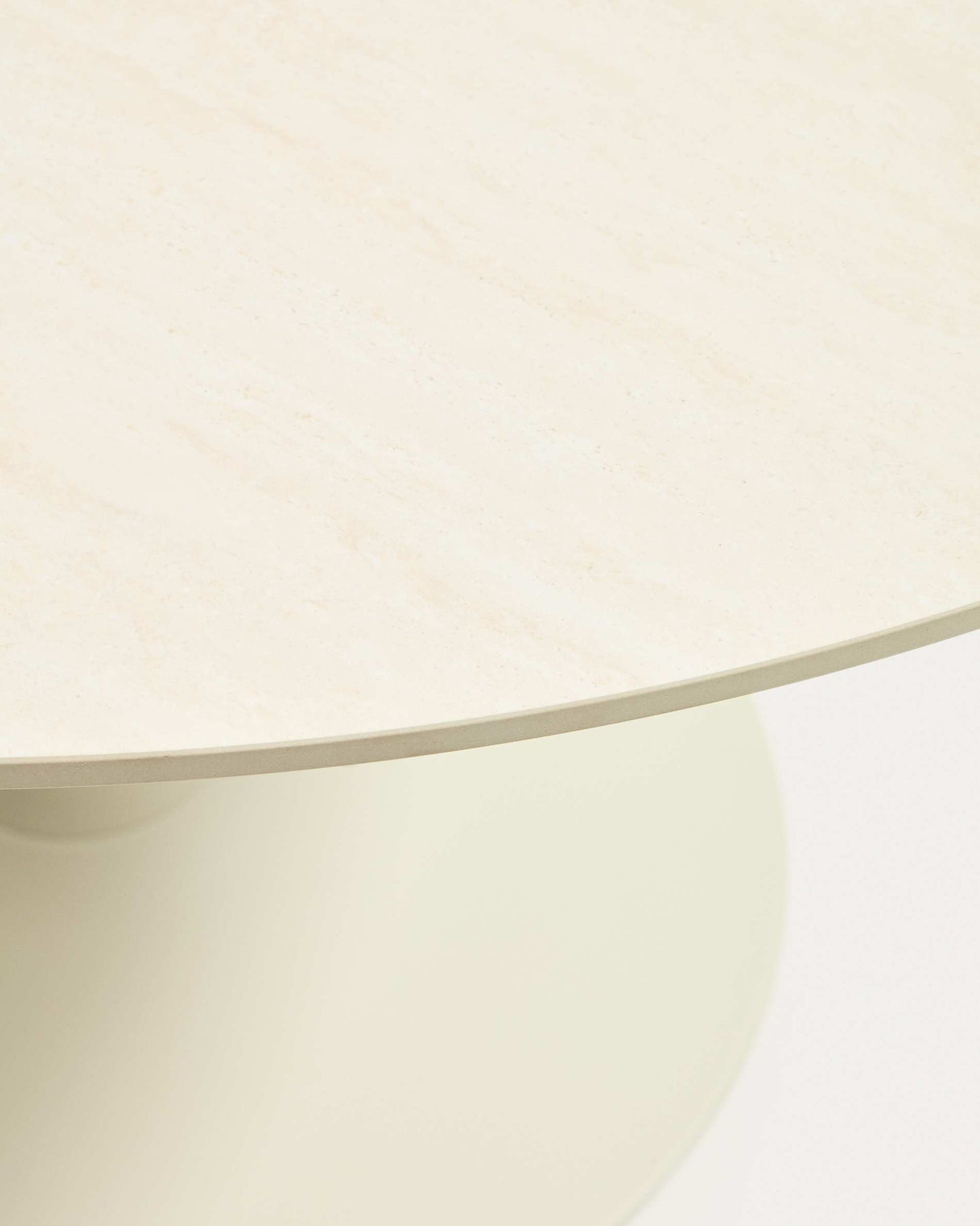 Tavolo rotondo Vedira in ceramica écru e acciaio beige Ø 90 cm