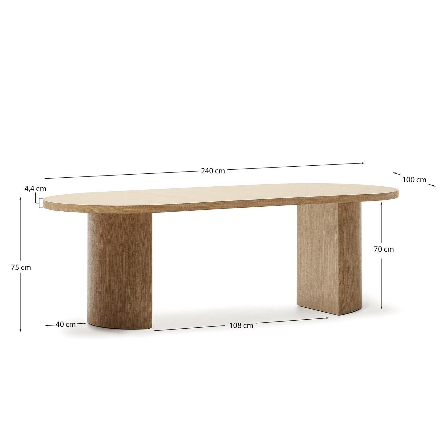 Tavolo Nealy con impiallacciatura in rovere e finitura naturale 240 x 100 cm