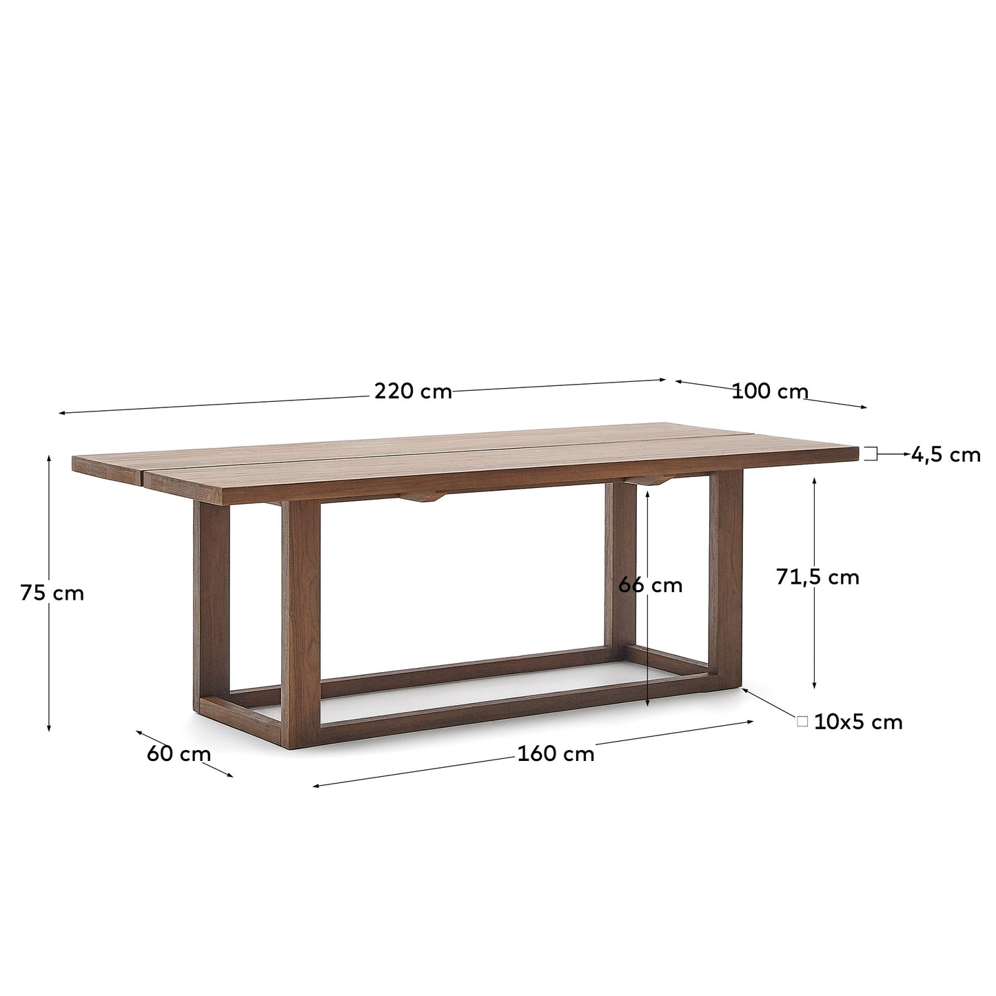 Tavolo Sashi in legno massiccio di teak 220 x 100 cm