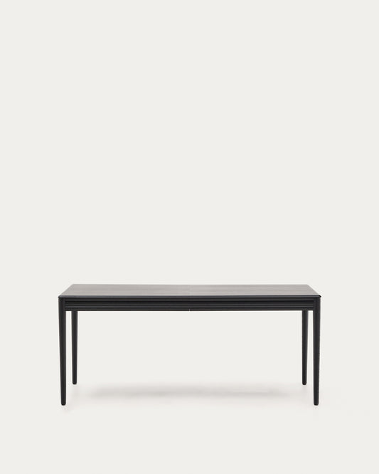 Tavolo allungabile Lenon in impiallacciatura e legno massello di rovere nero 160(200)x90 cm