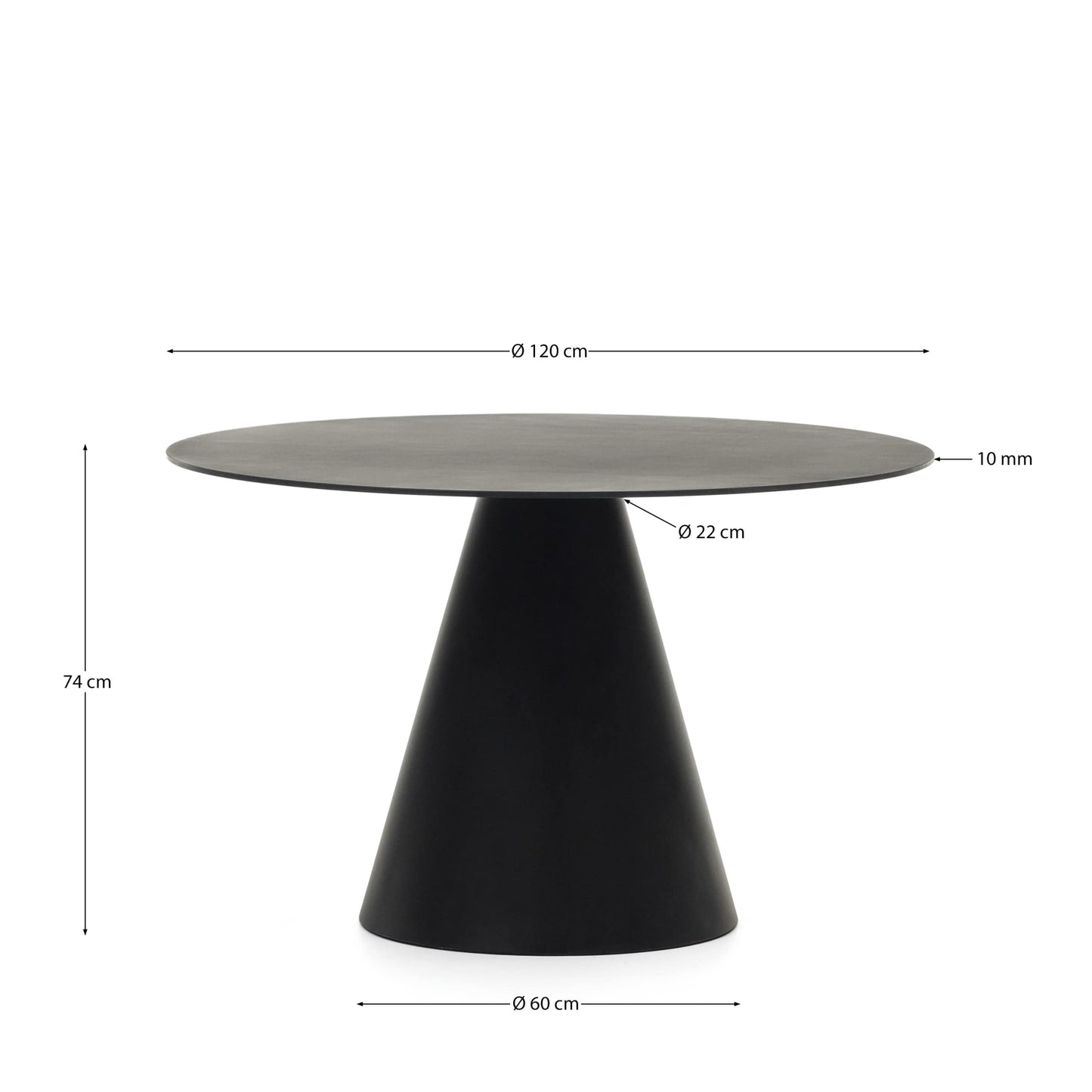 Tavolo rotondo Wilshire in vetro temperato e metallo verniciato nero Ø 120 cm