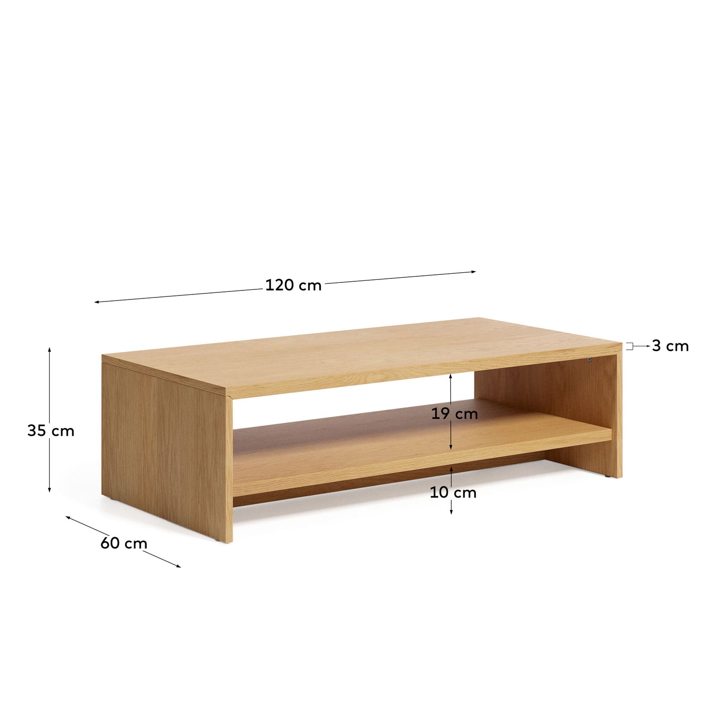 Tavolino Abilen impiallacciato rovere 120 x 60 cm