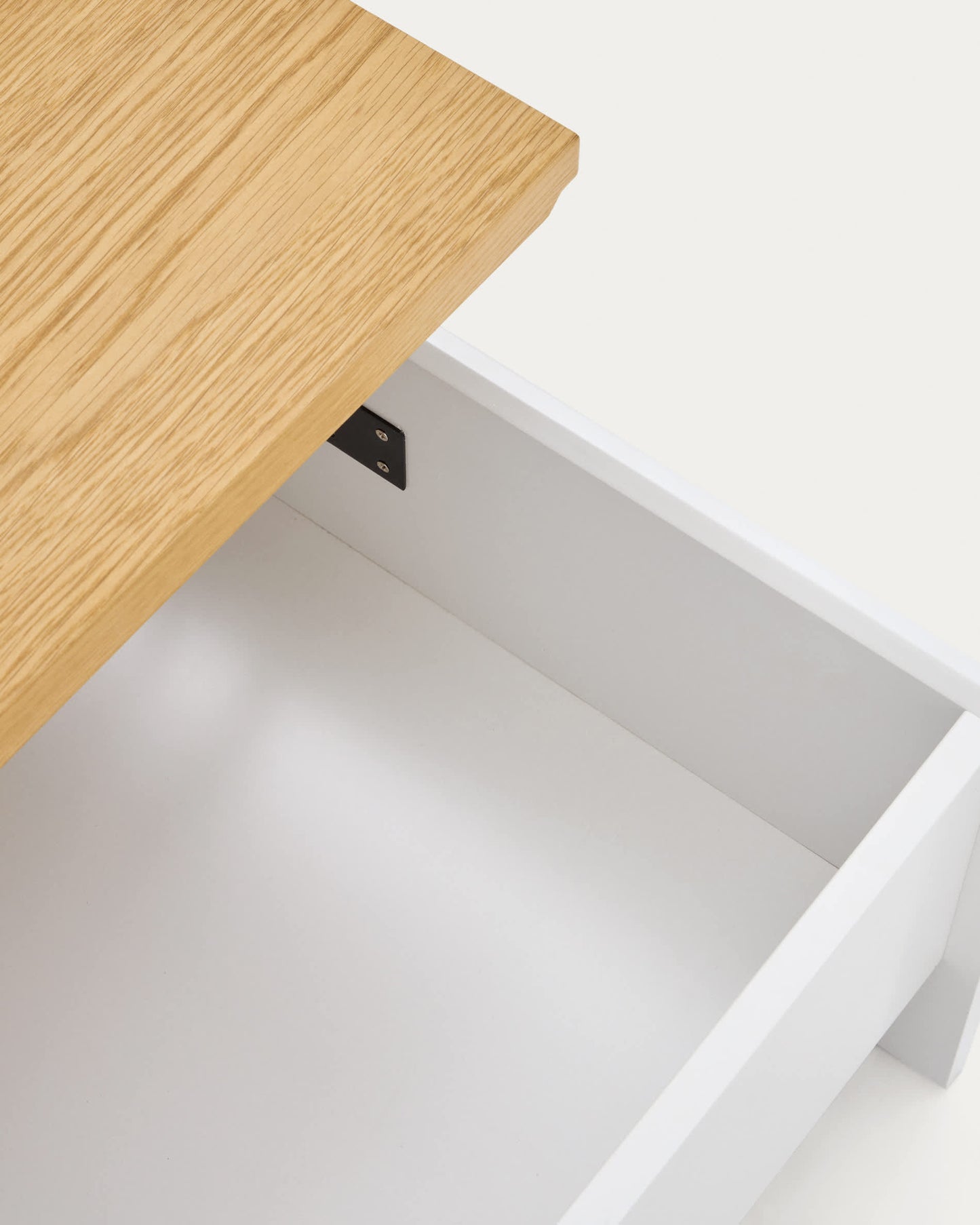 Tavolino rialzabile Abilen impiallacciato rovere e laccato bianco 110 x 60 cm