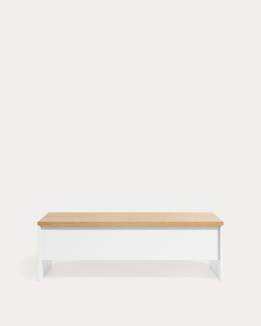 Tavolino rialzabile Abilen impiallacciato rovere e laccato bianco 110 x 60 cm