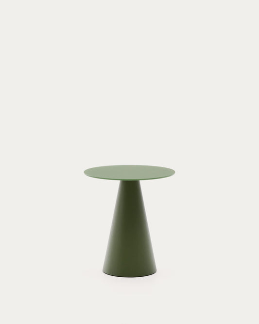 Tavolo d’appoggio Wilshire in vetro temperato smerigliato e acciaio verniciato verde opaco Ø 50cm