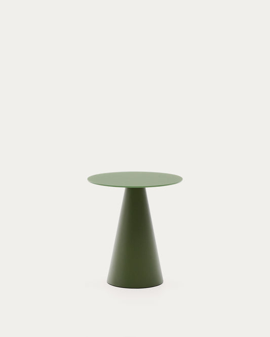 Tavolo d’appoggio Wilshire in vetro temperato smerigliato e acciaio verniciato verde opaco Ø 50cm