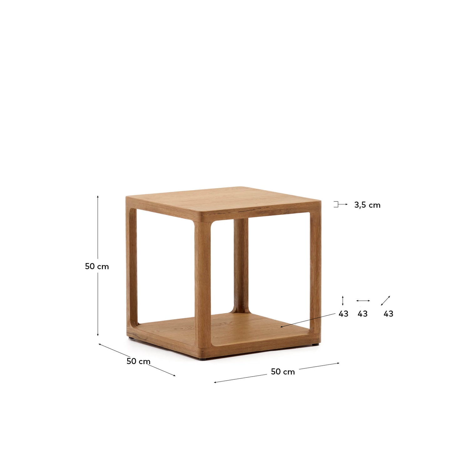 Tavolo d’appoggio Maymai in legno di rovere 50x50 cm