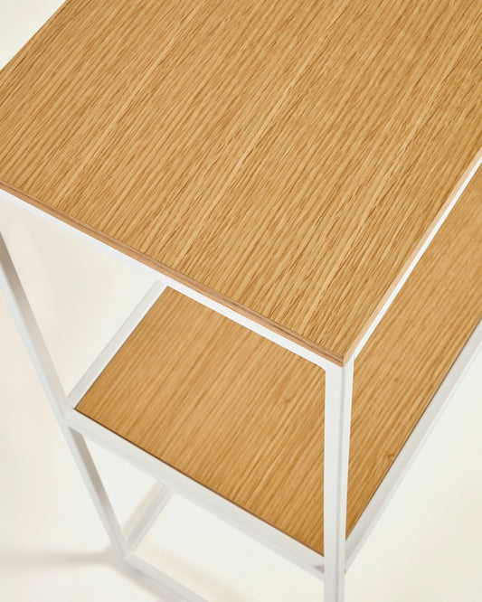 Consolle Yoana impiallacciata rovere e struttura in metallo verniciato bianco 120 x 80 cm
