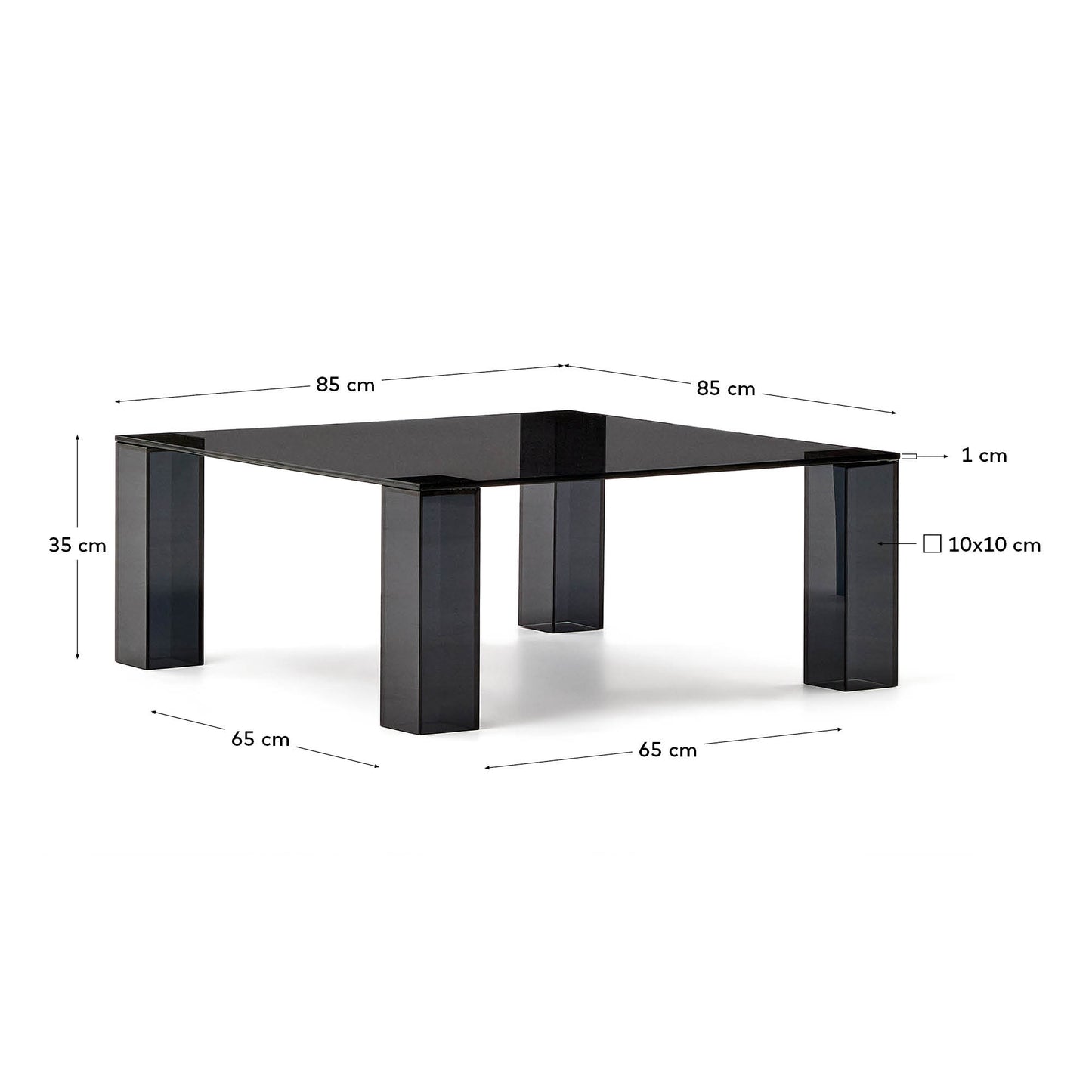 Tavolo d’appoggio Adularia di vetro temperato grigio scuro 85 x 85 cm