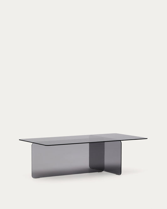 Tavolino salotto Zaren di vetro temperato grigio 120 x 60 cm