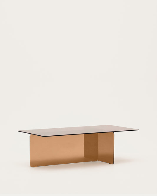Tavolino salotto Zaren di vetro temperato marrone 120 x 60 cm