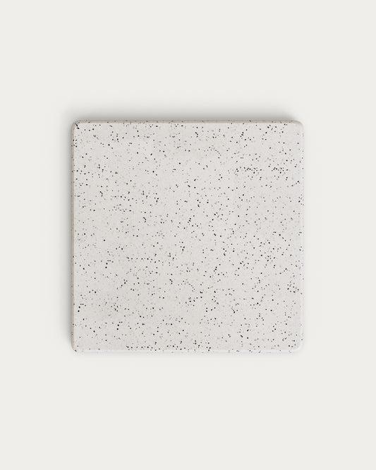 Tavolo da bar Saura in metallo verniciato nero con piano in terrazzo bianco 70 x 70 x 70 cm