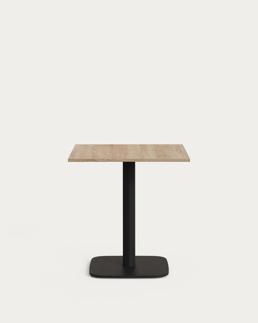 Tavolo Dina melammina rifinito naturale con gamba di metallo rifinita in nero 70 x 70 x 70 cm