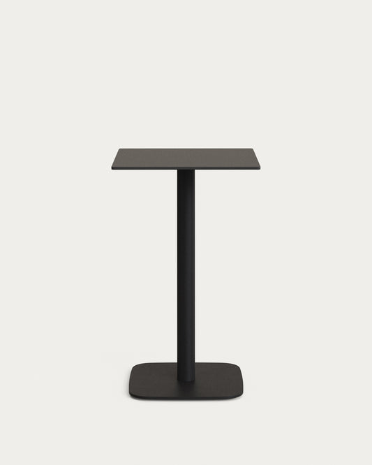 Tavolo alto per esterno Dina nero con gamba di metallo rifinita in nero 60x60x96 cm