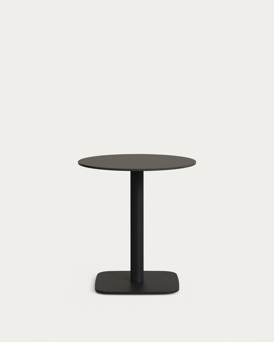 Tavolo rotonda per esterno Dina nera con gamba in metallo rifinita in nero Ø 68x70 cm