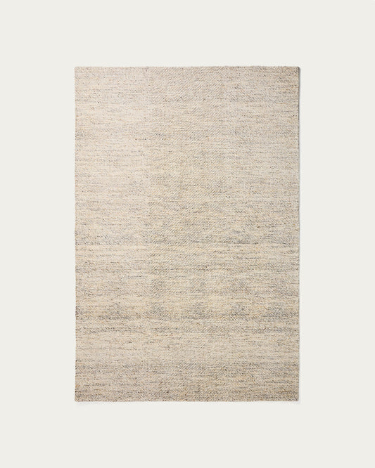 Tappeto Lenuo in lana e cotone jacquard écru 160 x 230 cm