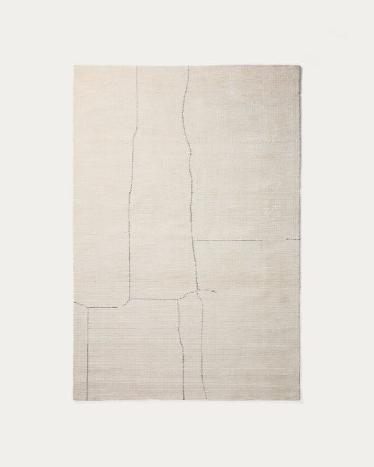 Tappeto Lisdan in fibre sintetiche écru con dettaglio grafico verde 160 x 230 cm