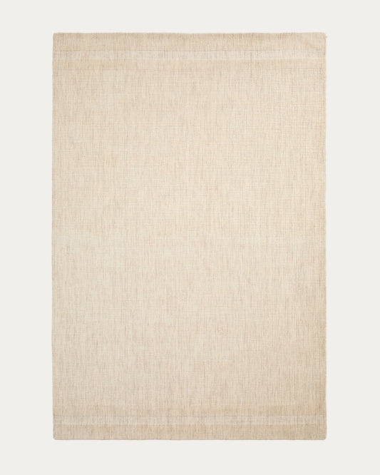 Tappeto Dalena in lana jacquard a righe beige 300 x 200 cm