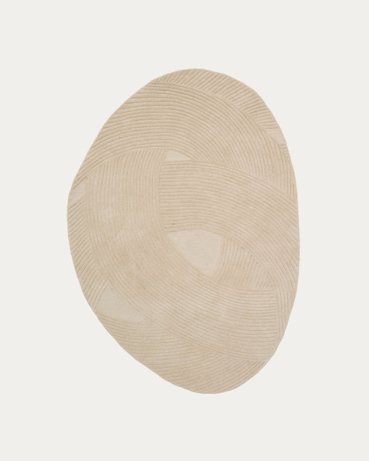 Tappeto Domm di lana beige 160 x 230 cm