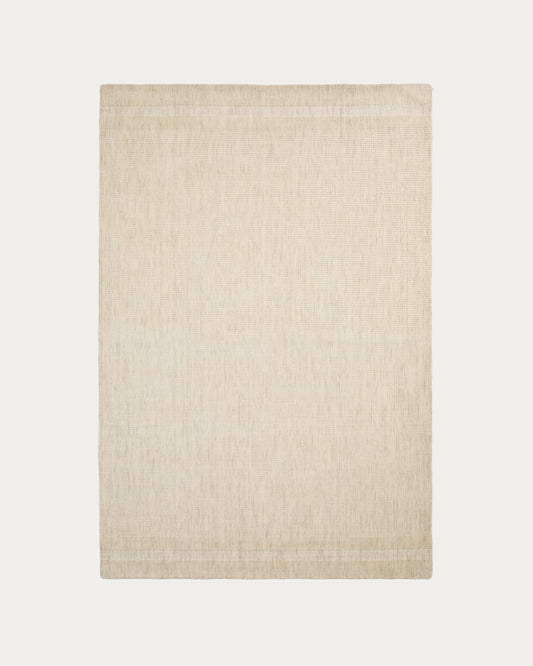 Tappeto Dalena in lana jacquard a righe beige 230 x 160 cm