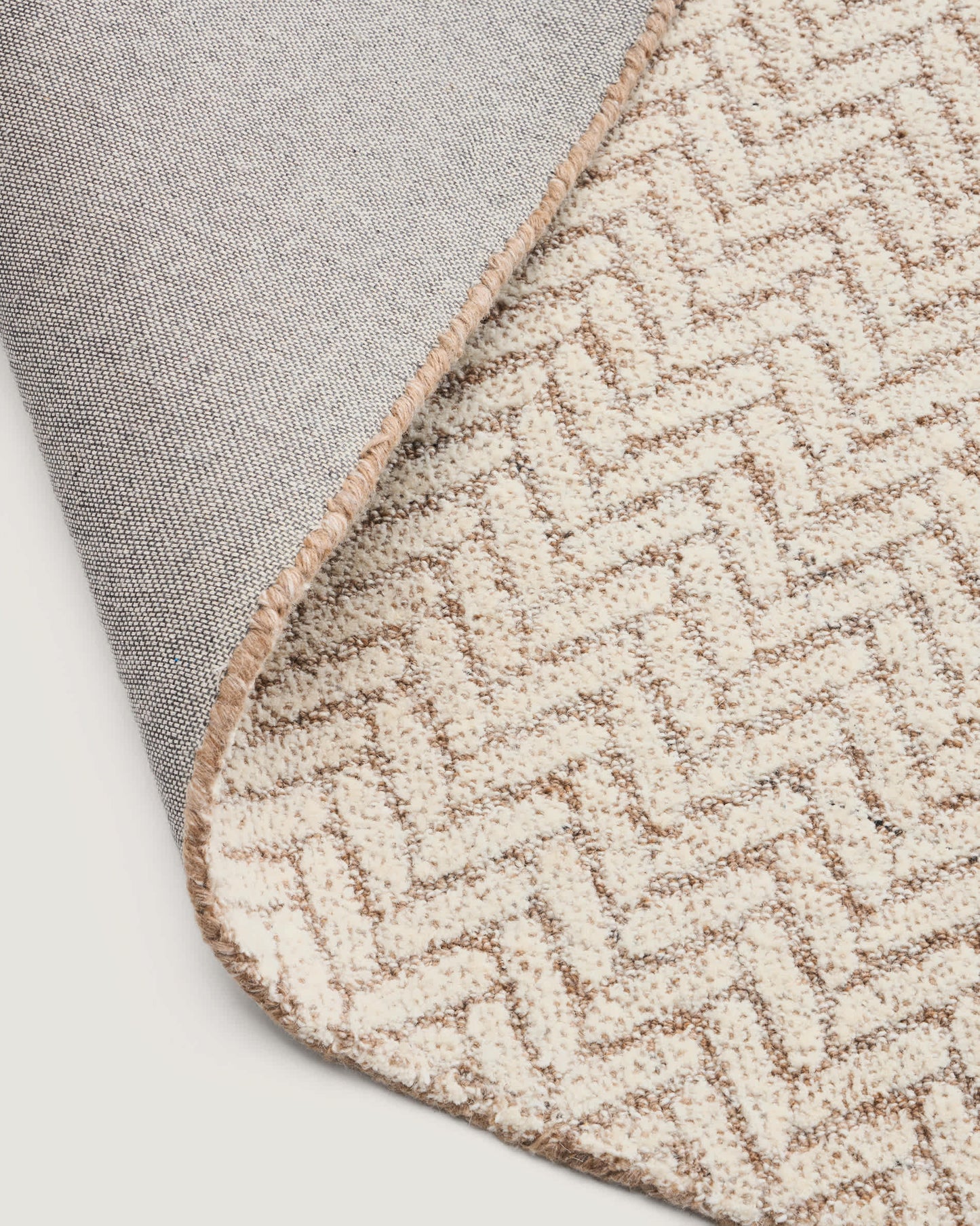 Tappeto Calira in lana jacquard intrecciata beige 230 x 160 cm
