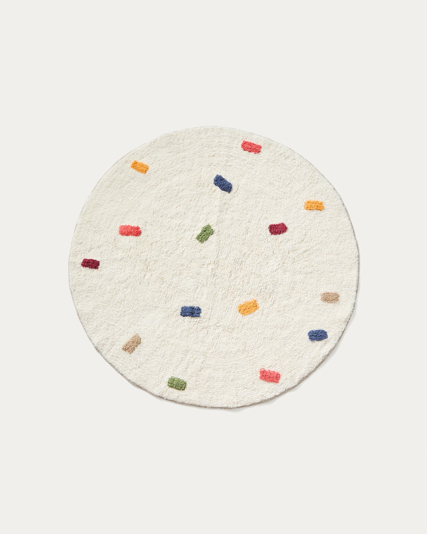 Tappeto rotondo Epifania 100% cotone bianco con pois multicolore Ø 100 cm