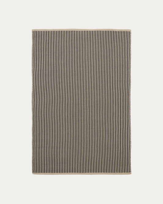 Tappeto Satanca in fibre sintetiche a righe beige e nere 160 x 230 cm