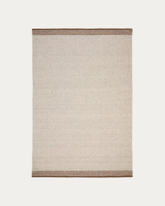 Tappeto Nifelia jacquard in lana beige 160 x 230 cm