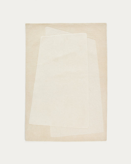 Tappeto Dennie in lana con motivo beige 160 x 230 cm