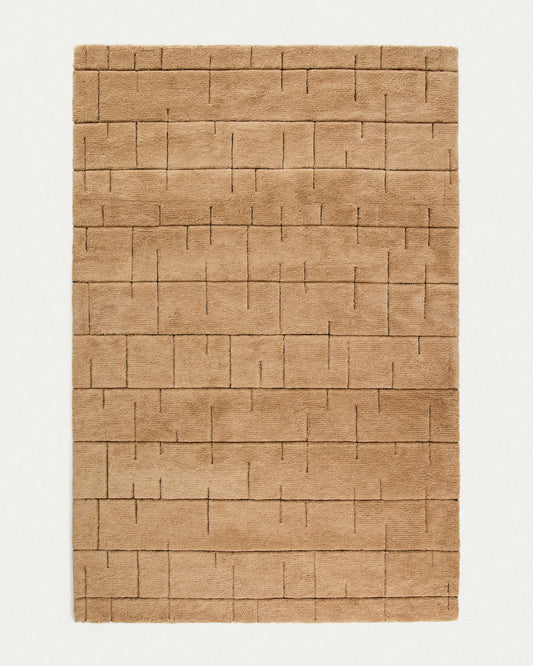 Tappeto Helun in lana con motivo marrone 200 x 300 cm