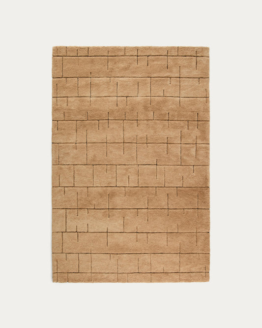 Tappeto Helun in misto lana e viscosa con motivo marrone 160 x 230 cm