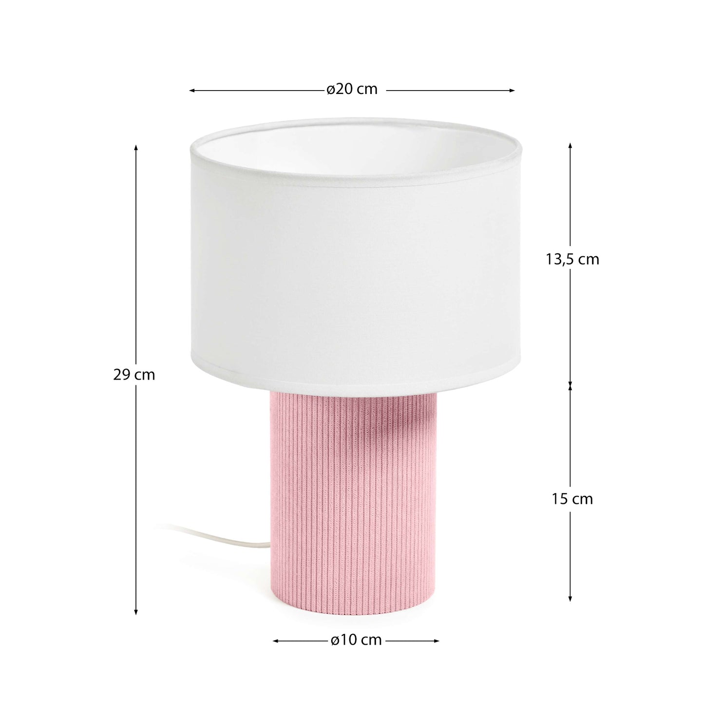 Lampada da tavolo Bianella in cotone e velluto rosa