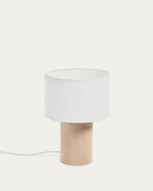 Lampada da tavolo Bianella in velluto a coste beige