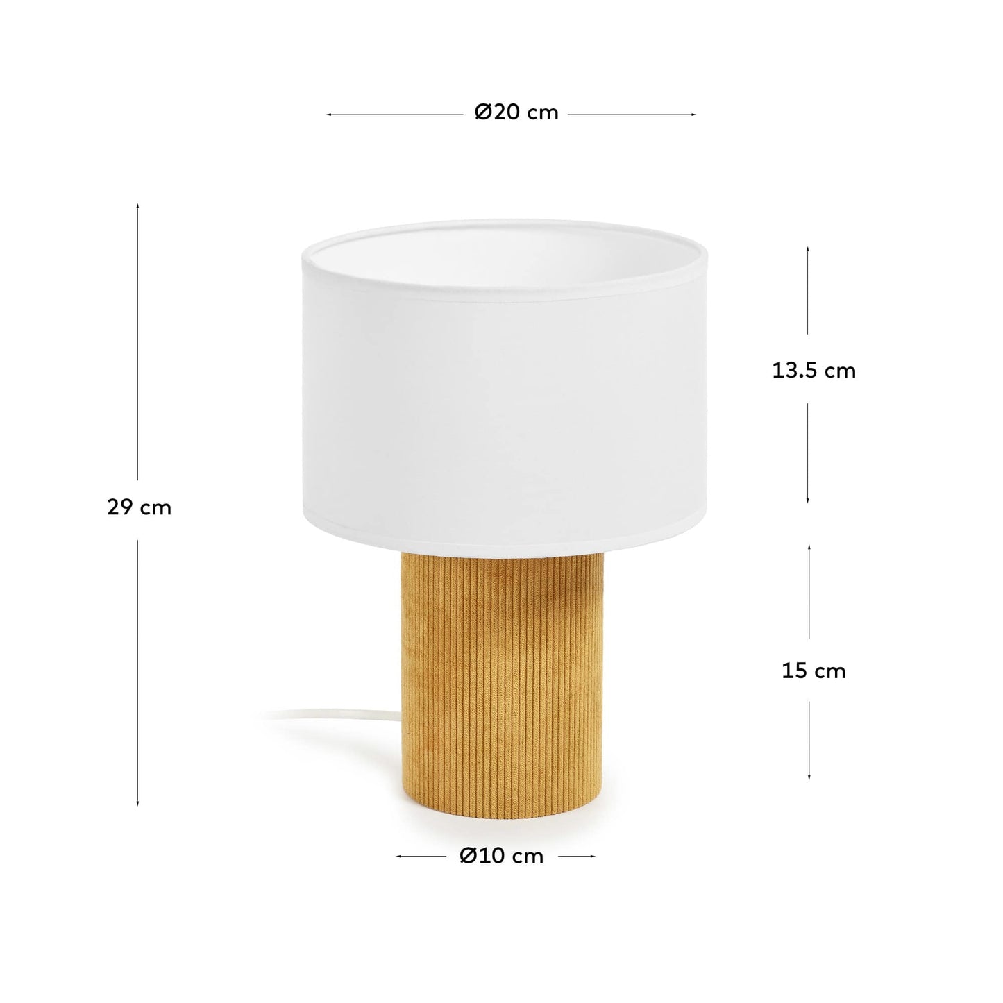 Lampada da tavolo Bianella in velluto a coste senape
