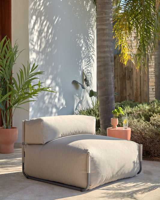 Pouf divano modulare con schienale Square verde e alluminio nero 101 x 101 cm
