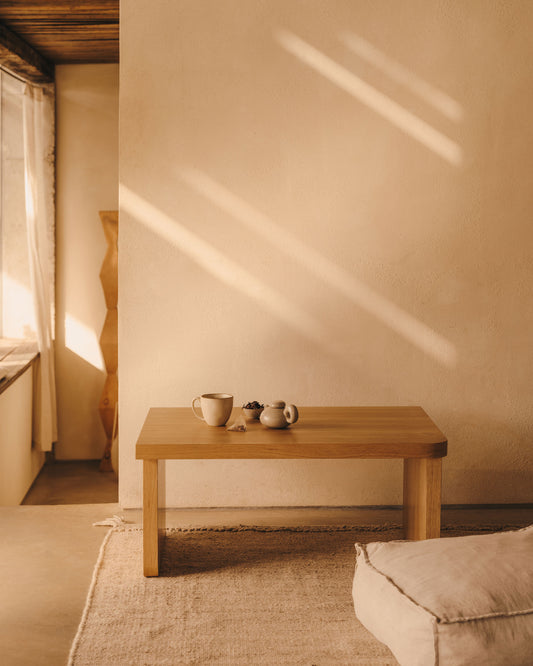 Tavolino da caffè Oaq impiallacciato rovere finitura naturale 89 x 62 cm