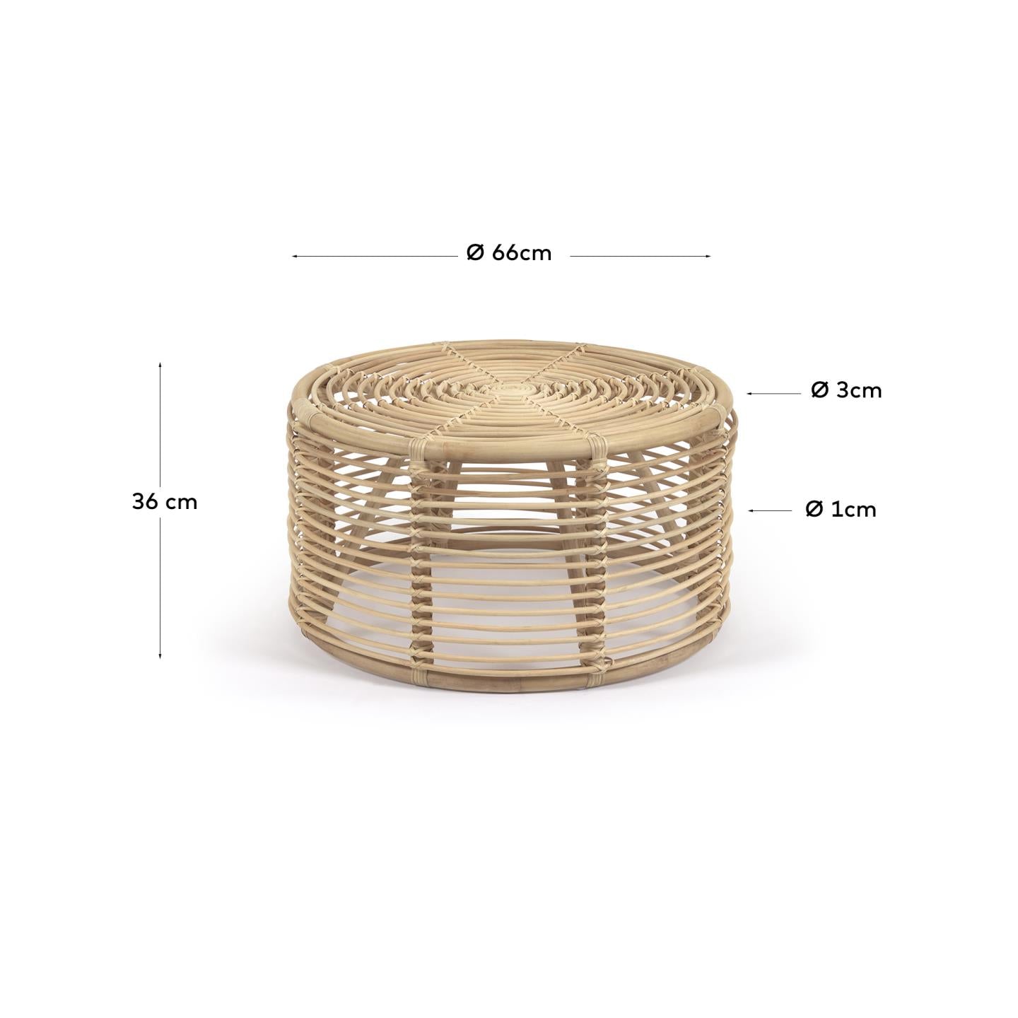 Tavolino rotondo Kohana in rattan finitura naturale Ø 66 cm