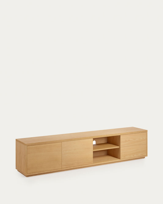 Mobile TV Abilen 2 ante e 2 cassetti impiallacciato rovere 200 x 44 cm