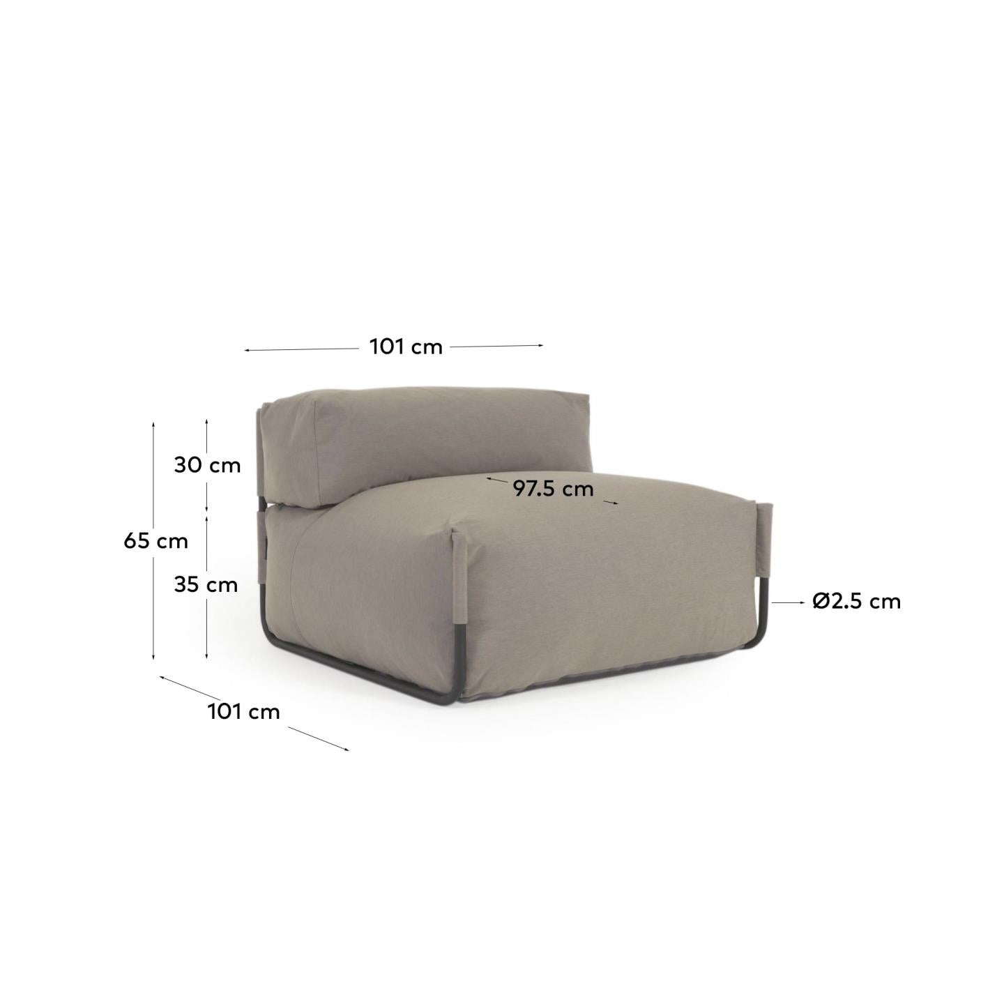 Pouf divano modulare con schienale Square verde e alluminio nero 101 x 101 cm